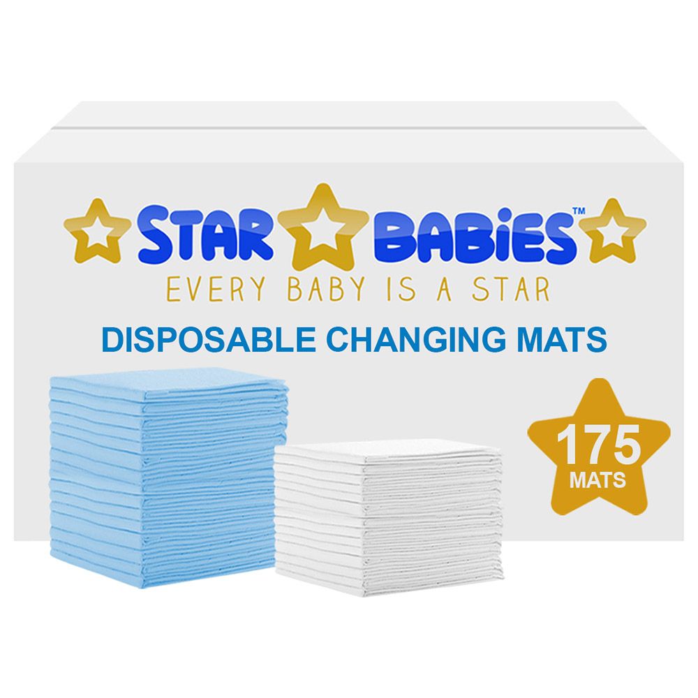 Star Babies - Disposable Changing mats (45x60cm) Large, Pack of 175 - Blue/White