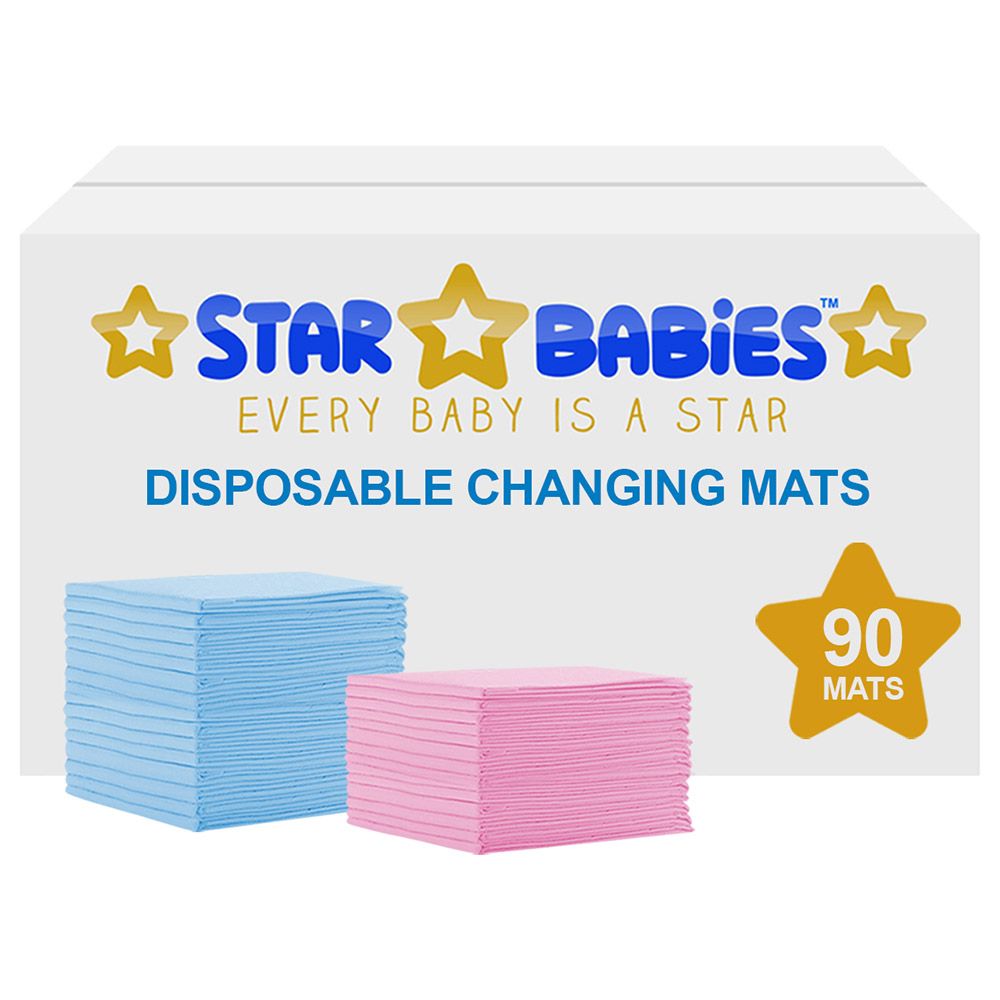 Star Babies - Disposable Changing mats (45x60cm) Large, Pack of 90 - Blue/Pink