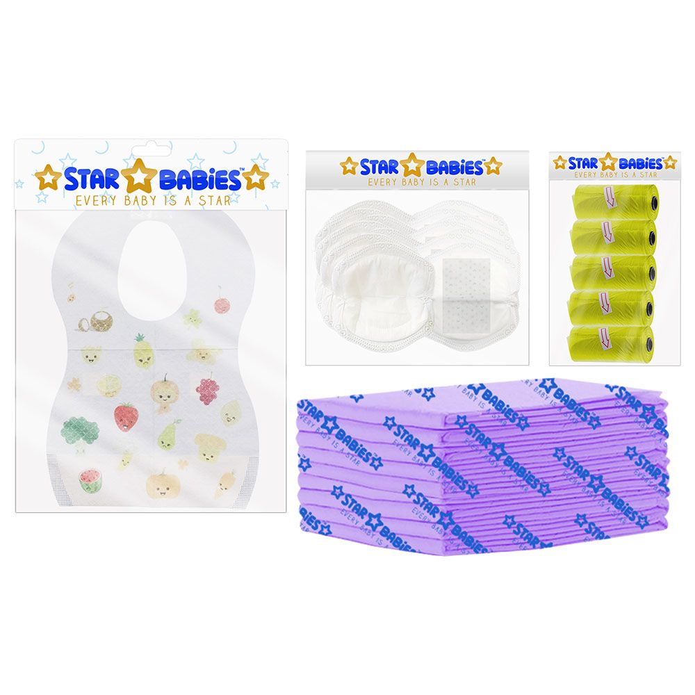 Star Babies - Changing Mat w/ Disposable Bibs, Breast Pad & Scented Bag