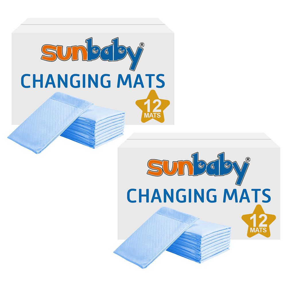 SunBaby - Disposable Changing mats (45x60cm) Large, Pack Of 12 - Blue