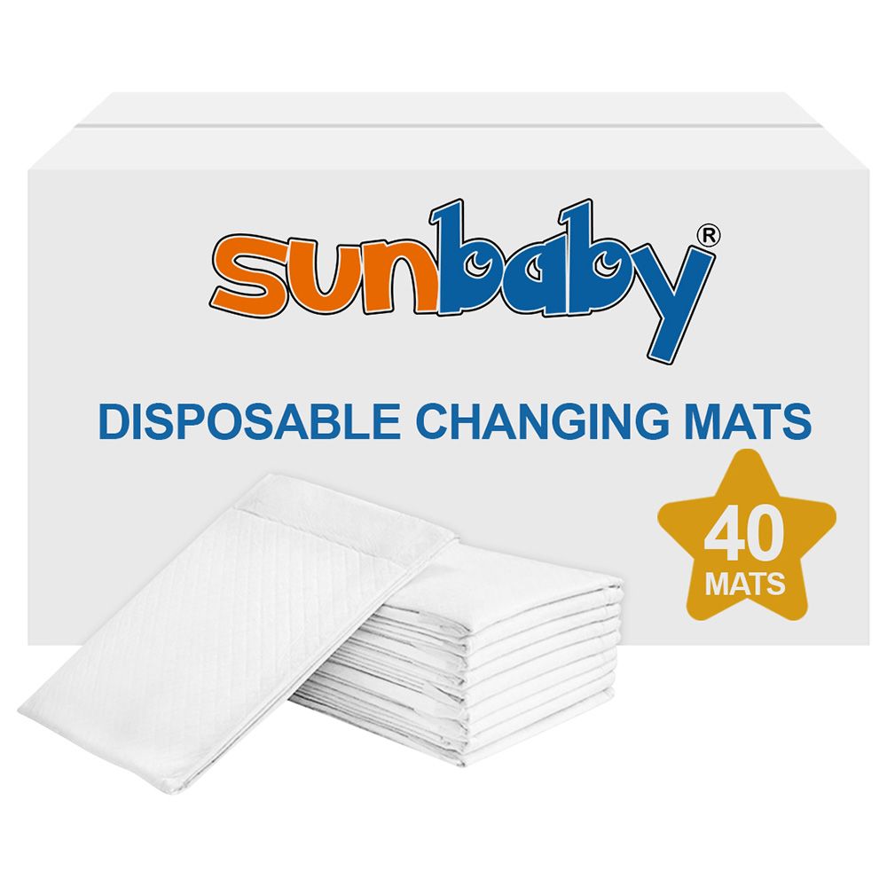 SunBaby - Disposable Changing mats (45x60cm) Large, Pack Of 40 - White