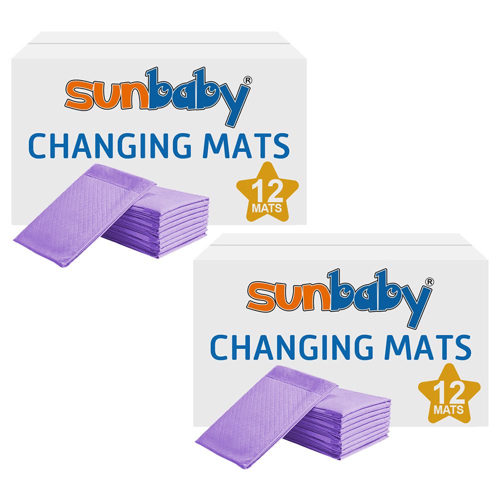 SunBaby - Disposable Changing mats (45x60cm) Large, Pack Of 12 - Lavender