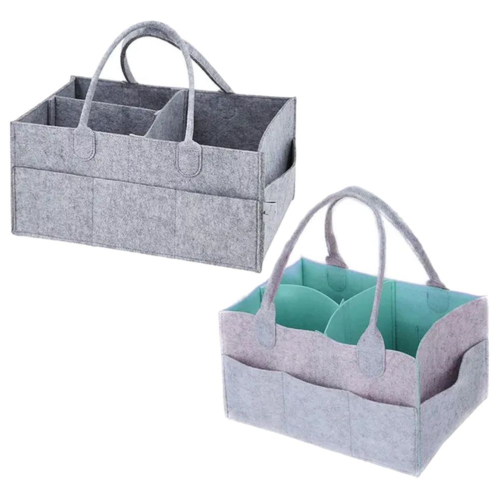 Star Babies - Caddy Diaper Bag - 2pcs - Grey & Grey Green