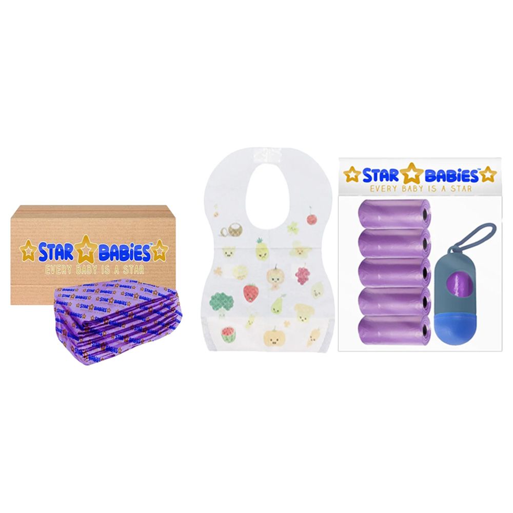 Star Babies - Disposable Changing Mat 10pcs & Disposable Bibs 5pcs & Scented Bag 5pcs - Lavender