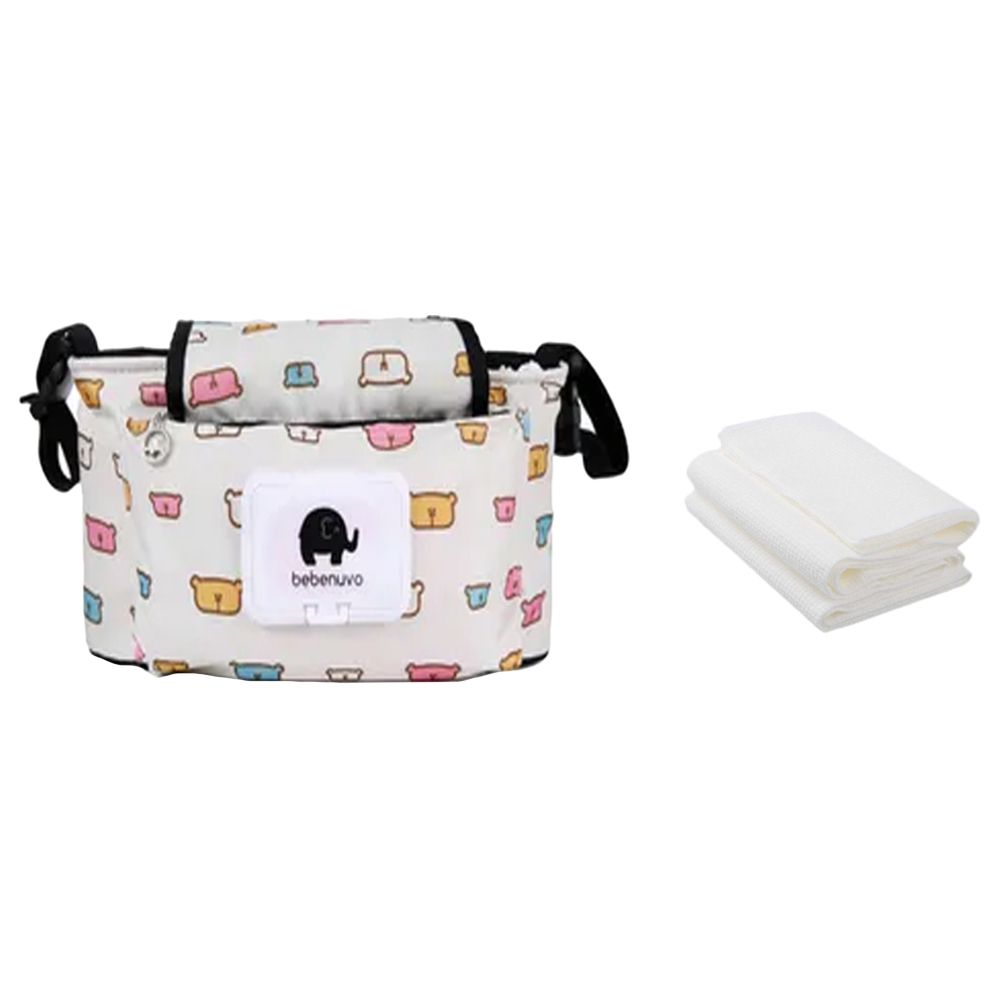 Star Babies - Stroller Bag & Disposable Towel 3pcs - White