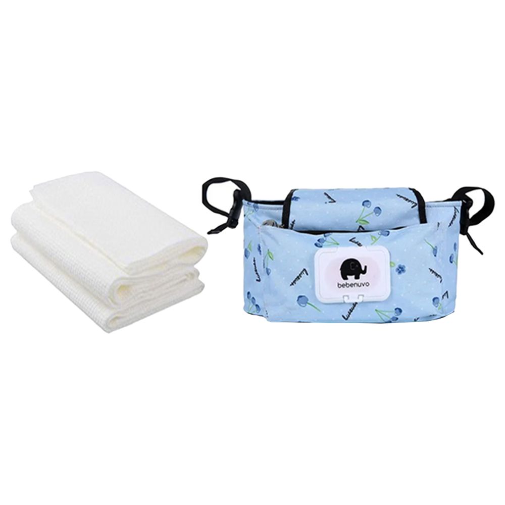 Star Babies - Stroller Bag & Disposable Towel 3pcs - Light Blue