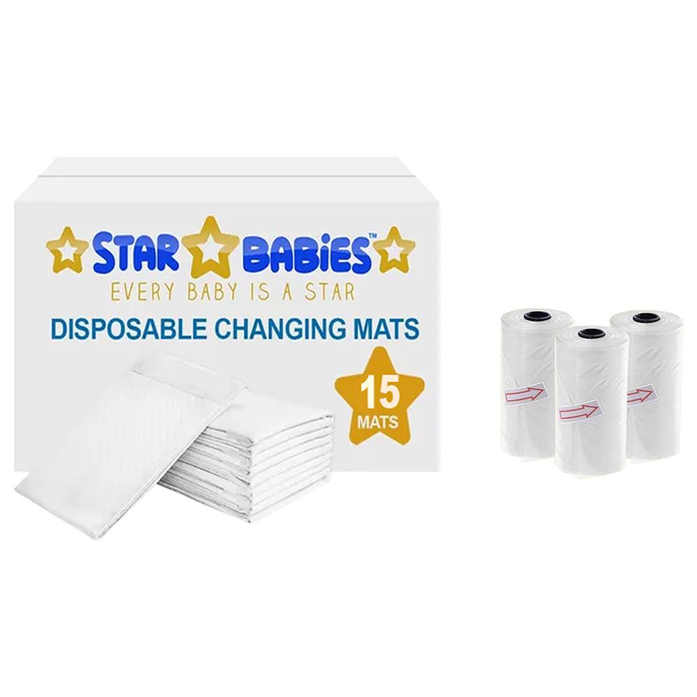 Star Babies - Changing Mat 15pcs & Scented Bag 3pcs - White