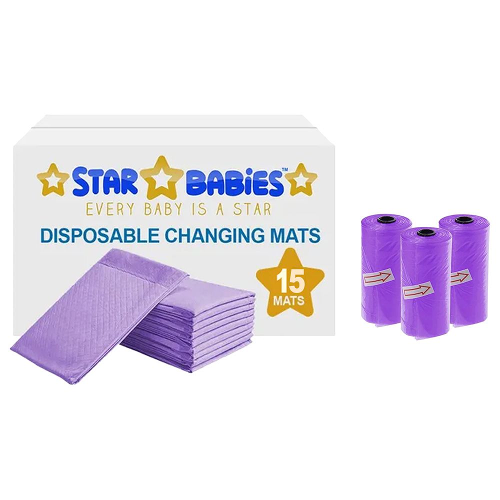 Star Babies - Changing Mat 15pcs & Scented Bag 3pcs - Lavender