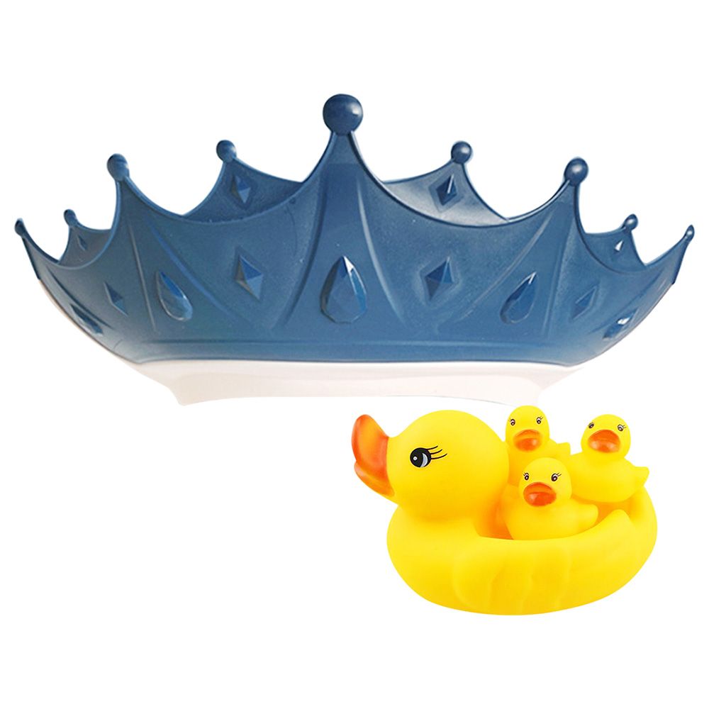 Star Babies - Crown Shower Cap w/ Rubber Duck - Pack Of 2 - Blue/Yellow