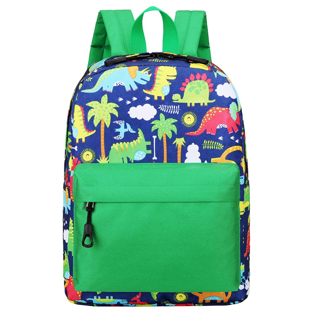 Star Babies Kids School Bag 10.24 Inch w Lunch Box Set Green Print