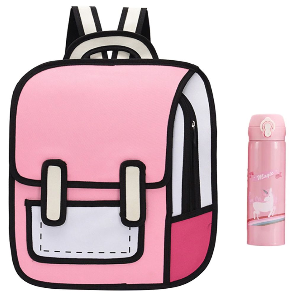 Star Babies - Kids School Bag - 10.24-Inch w/ Water Bottle - 400Ml - Pink Print