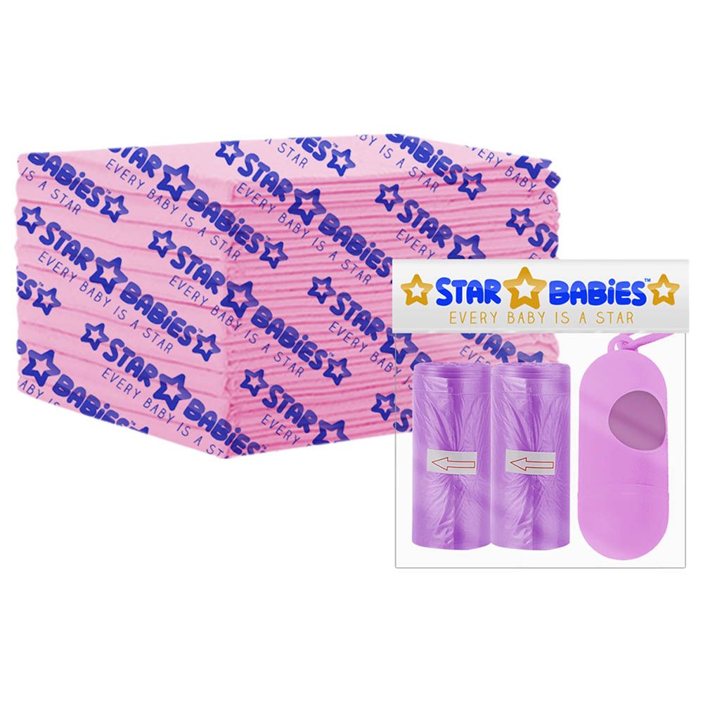 Star Babies - Changing Mat 10pcs, Scented Bag w/ Dispenser - Pink