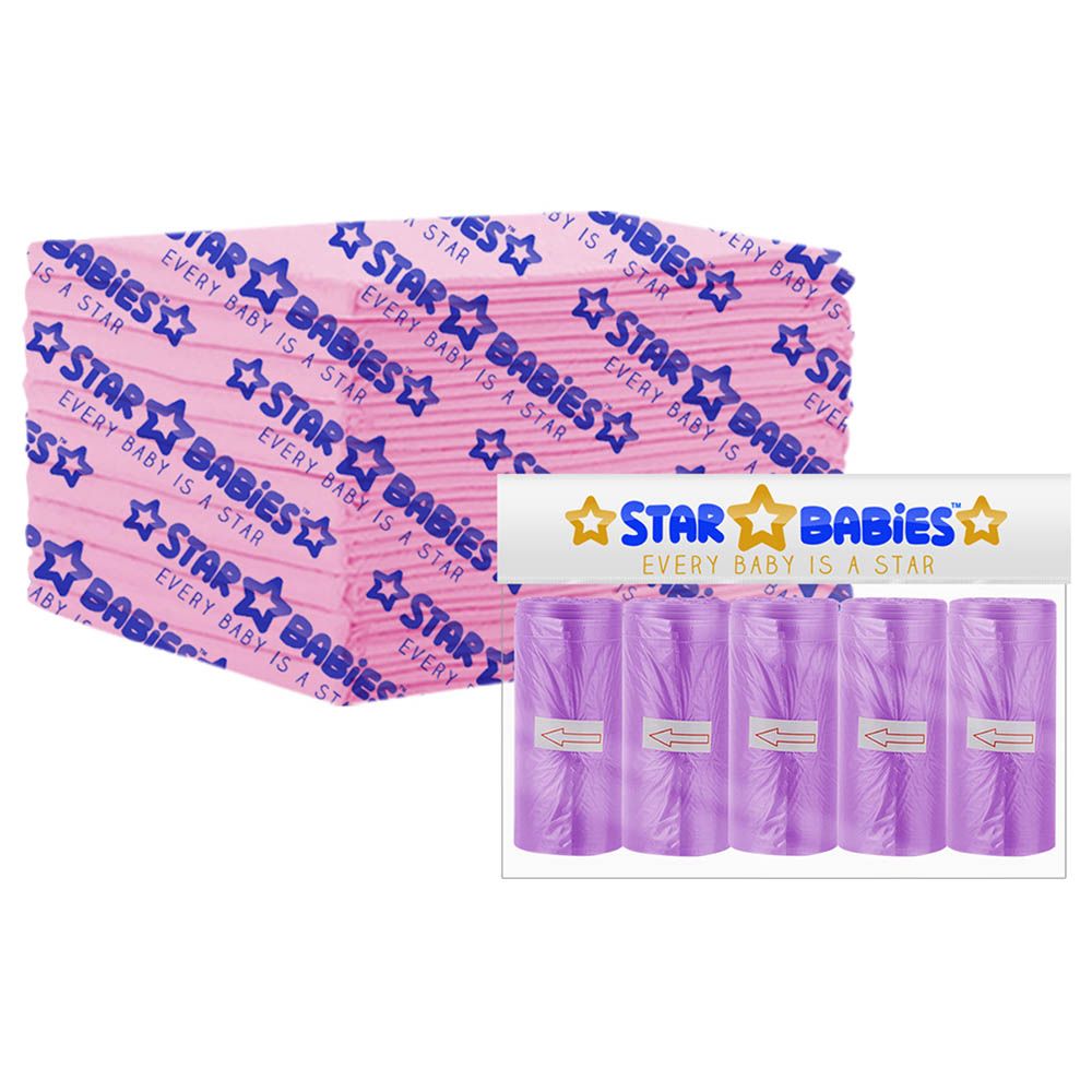 Star Babies - Changing Mat 10pcs & Scented Bag 5pcs - Pink