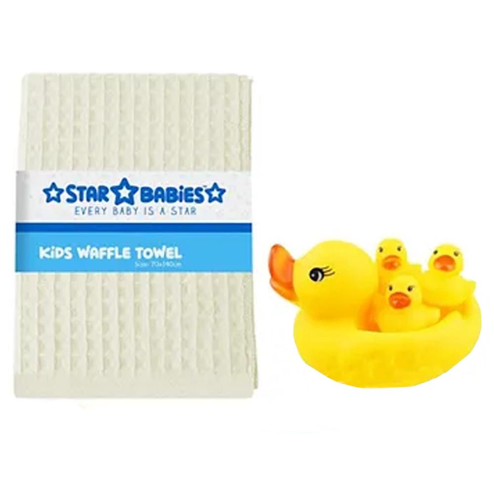 Star Babies - Waffle Towel W/ Duck Bath Toy