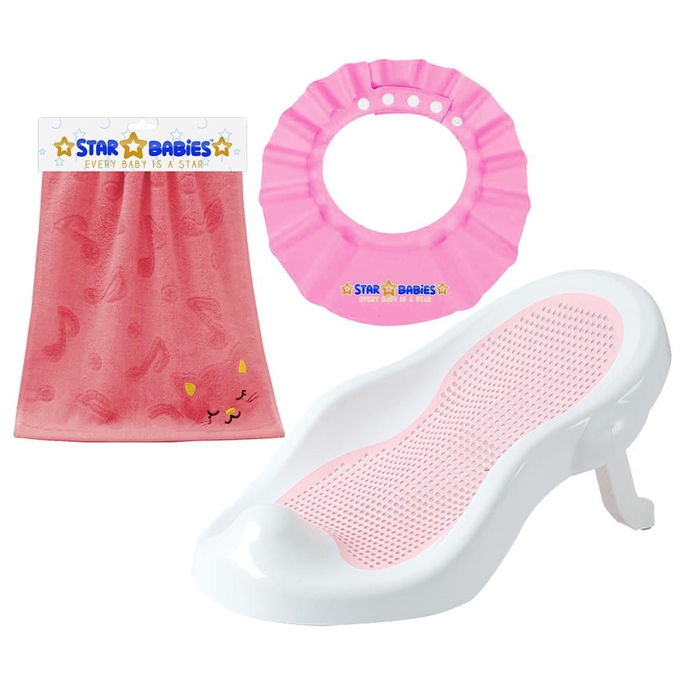 Star Babies - Bather, Bamboo Towel, Shower Cap - Pink