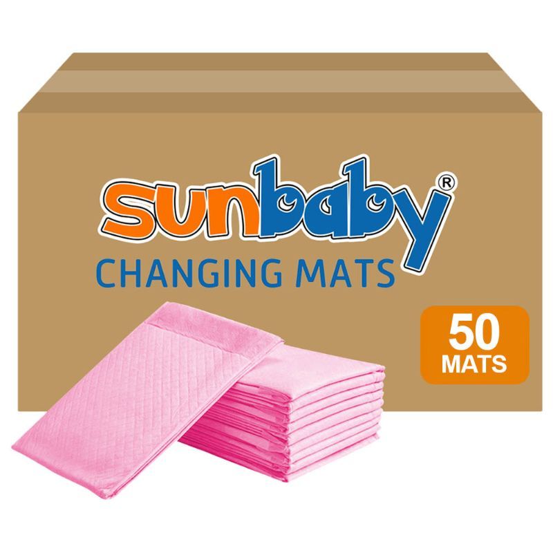 SunBaby - Disposable Changing mats (45x60cm) Large, Pack of 50 - Pink