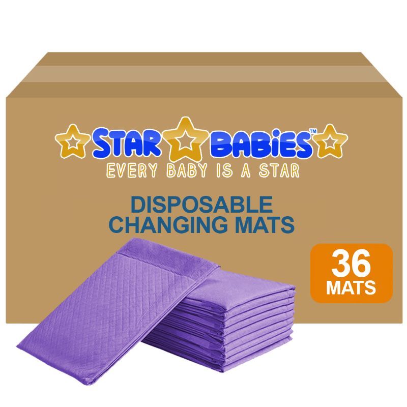 Star Babies - Disposable Pack Of 36 Changing mats (45x60cm) Large, - Lavender