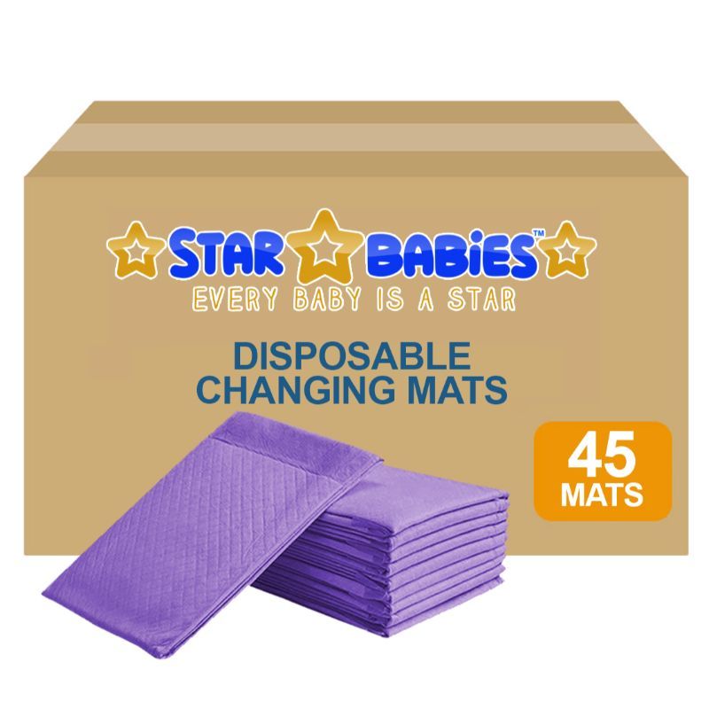 Star Babies - Disposable Pack Of 45 Changing mats (45x60cm) Large, - Lavender