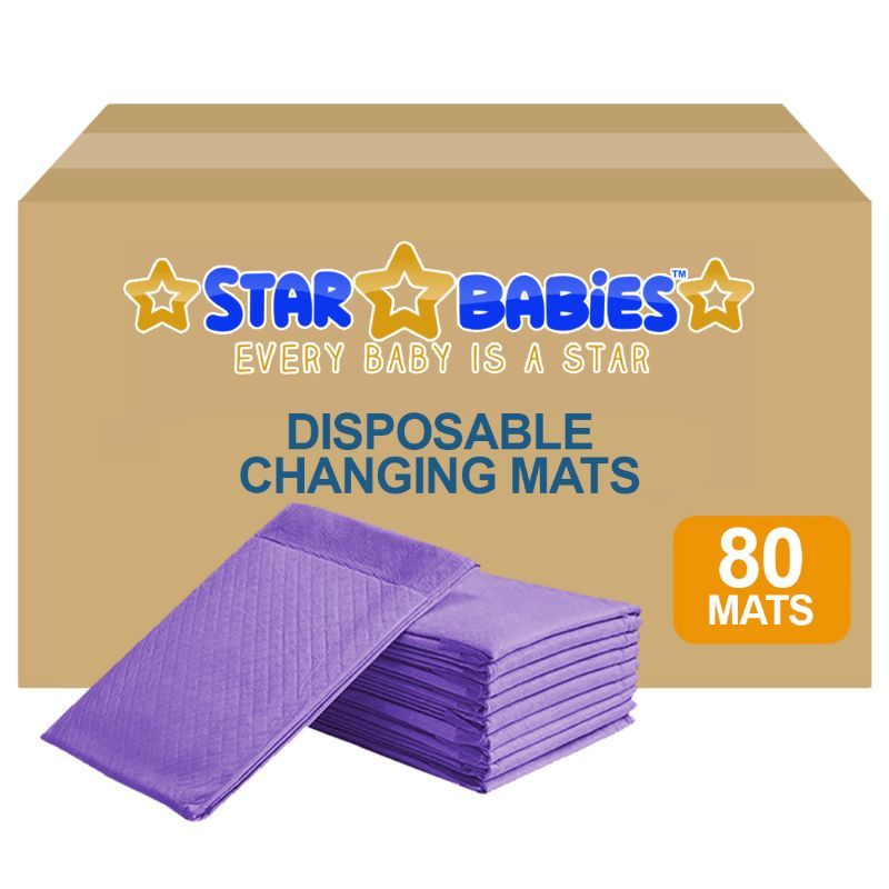 Star Babies - Disposable Pack Of 80 Changing mats (45x60cm) Large, - Lavender