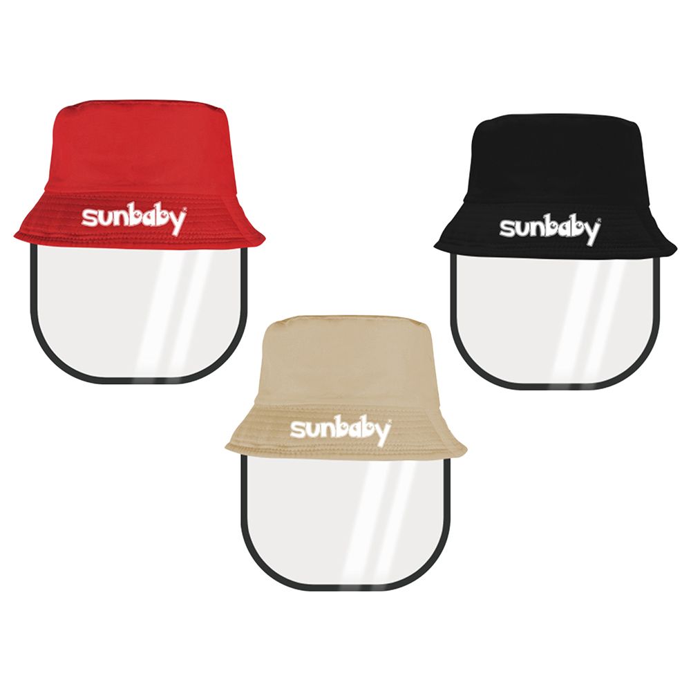 SunBaby - Boys Face Shield With Hat -Pack of 3 - Assorted