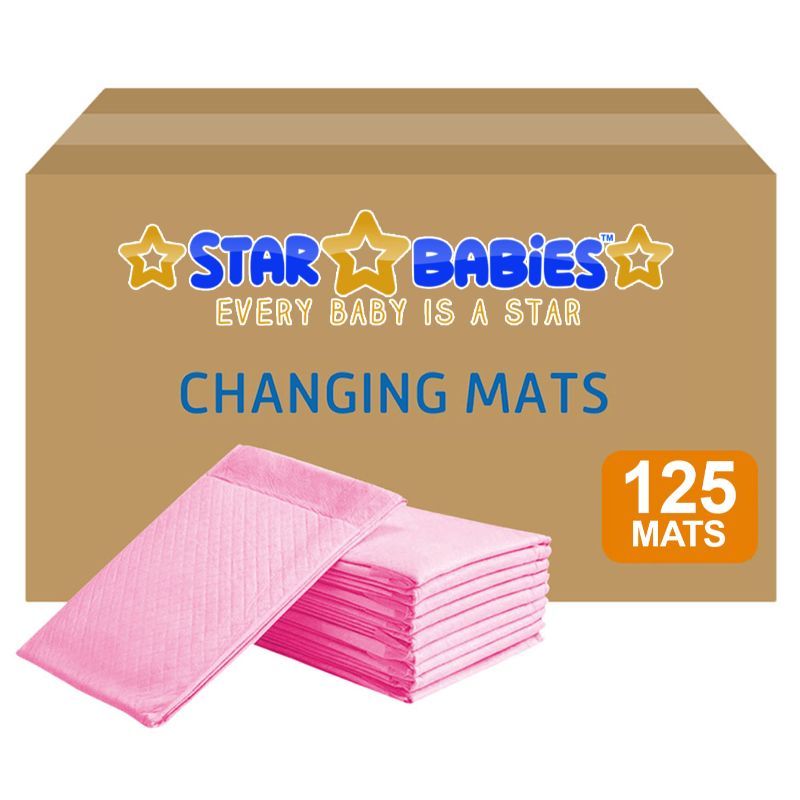 Star Babies - Disposable Changing mats (45x60cm) Large, Pack of 125 - Pink