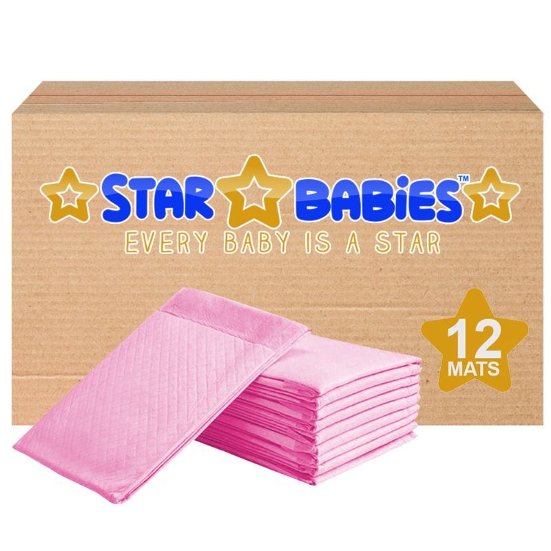 Star Babies Pack Of 12 Disposable Changing mats (45x60cm) Large, - Pink