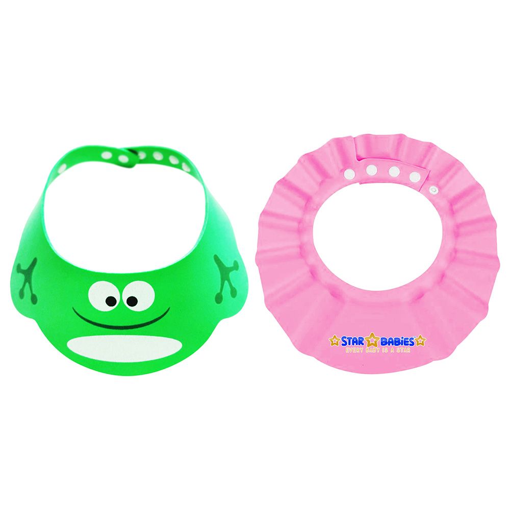 Star Babies - Kids Shower Cap Green/Pink - Pack of 2