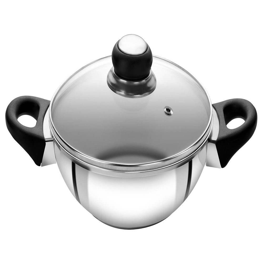 Anjali - Fiesta Stainless Steel Kadai With Lid 1.3L - Silver