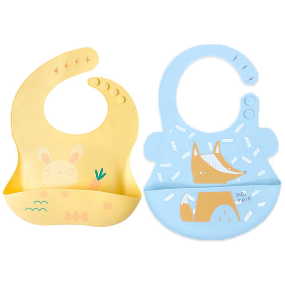 Pixie Baby - Silicone Bibs Pack of 2 - Bunny, Fox