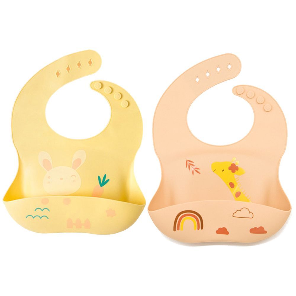 Pixie Baby - Silicone Bibs Pack of 2 - Bunny, Jeraff