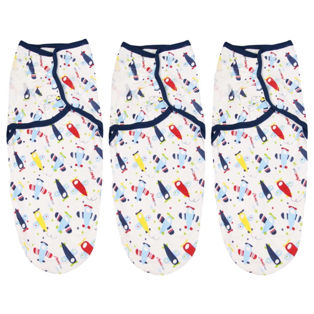 MeeMee - Airplane Print Swaddle Wrap Blanket - Pack of 3