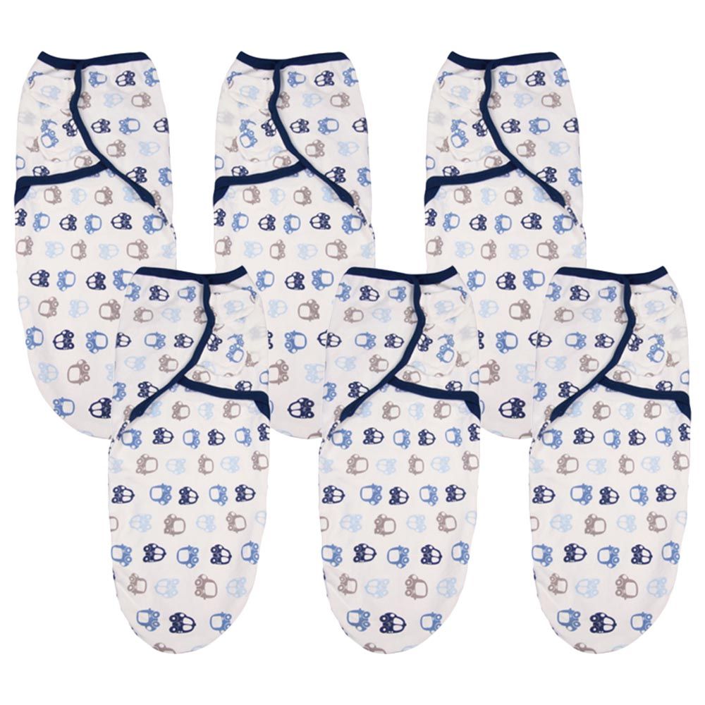 Luvlap - Cars Pattern Swaddle Wrap Blanket - Pack of 6