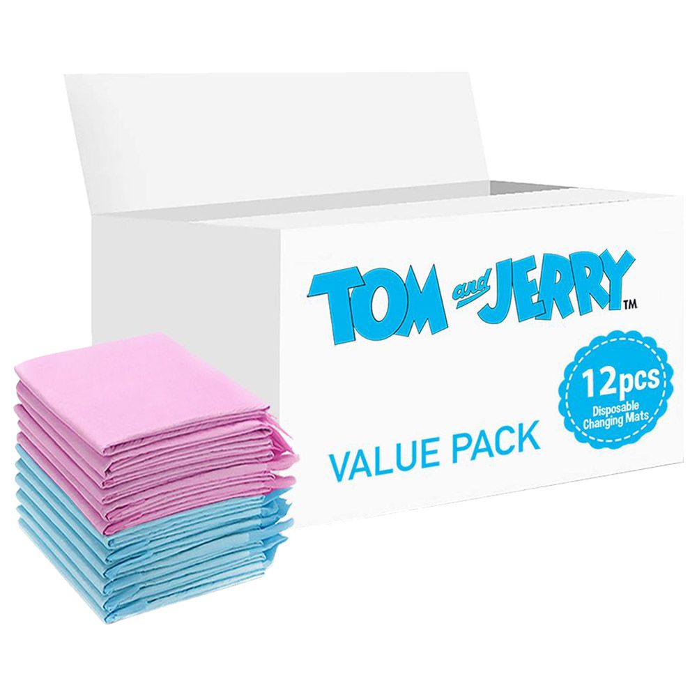 Tom & Jerry - Disposable Changing Mats - 12pcs - Pink/Blue