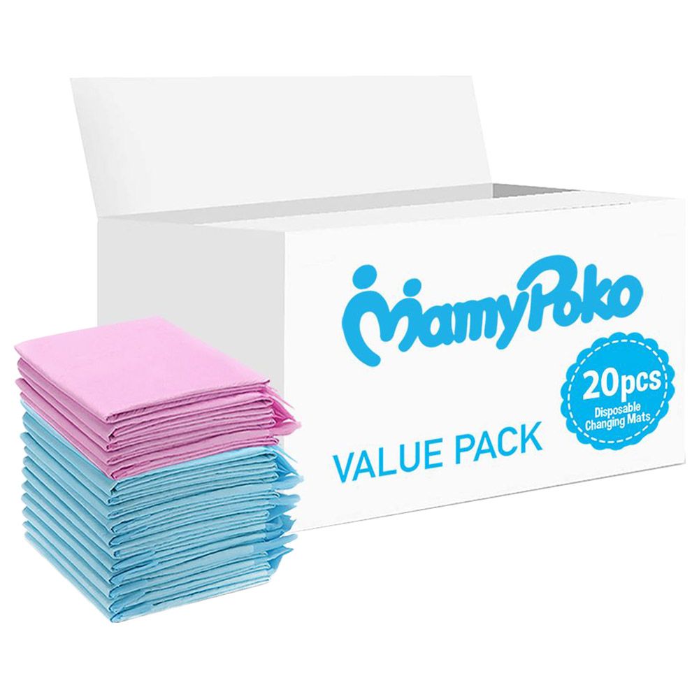 MamyPoko - Disposable Changing Mats - 20pcs - Pink/Blue