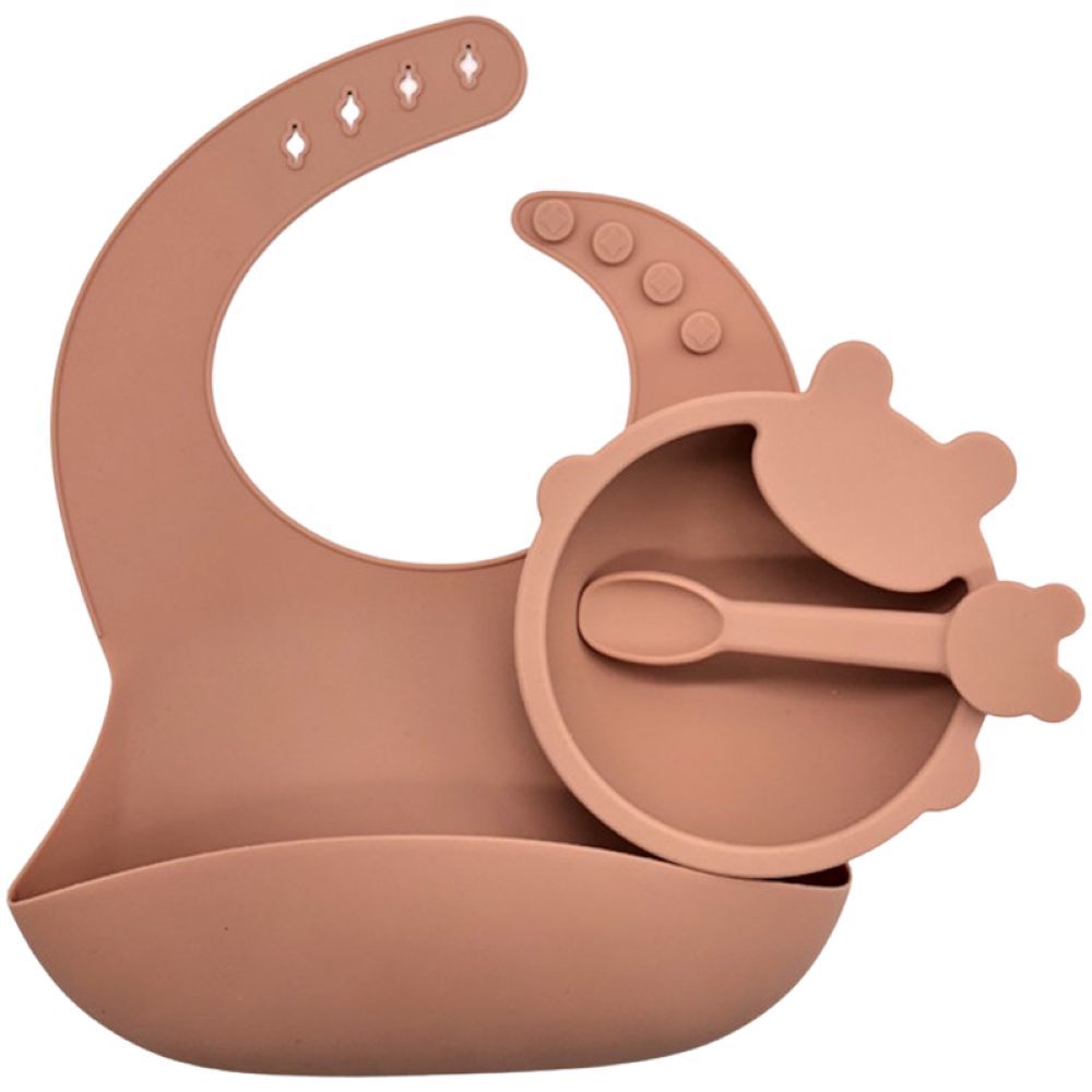 Pixie Baby -  Silicone Feeding Set - Peach