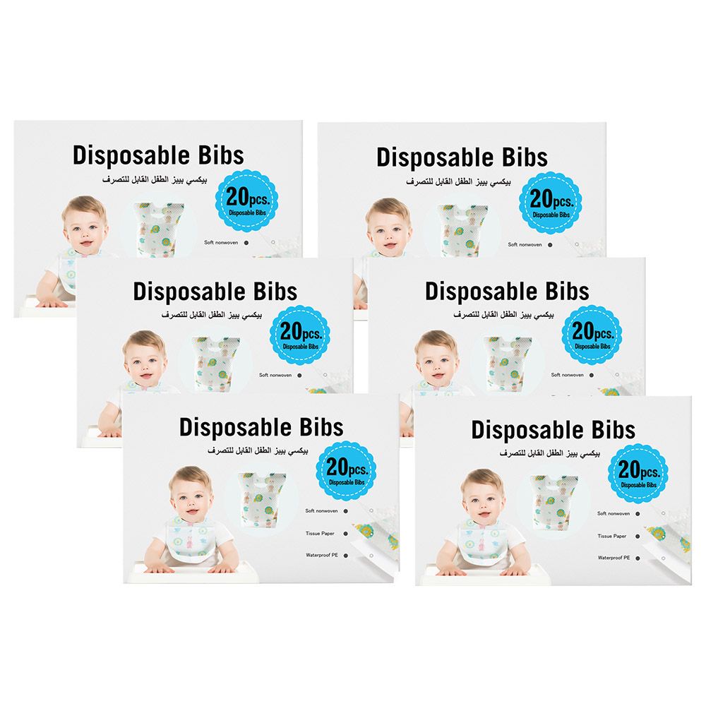 Pixie - Disposable Bibs 20Pcs - (Pack of 6)