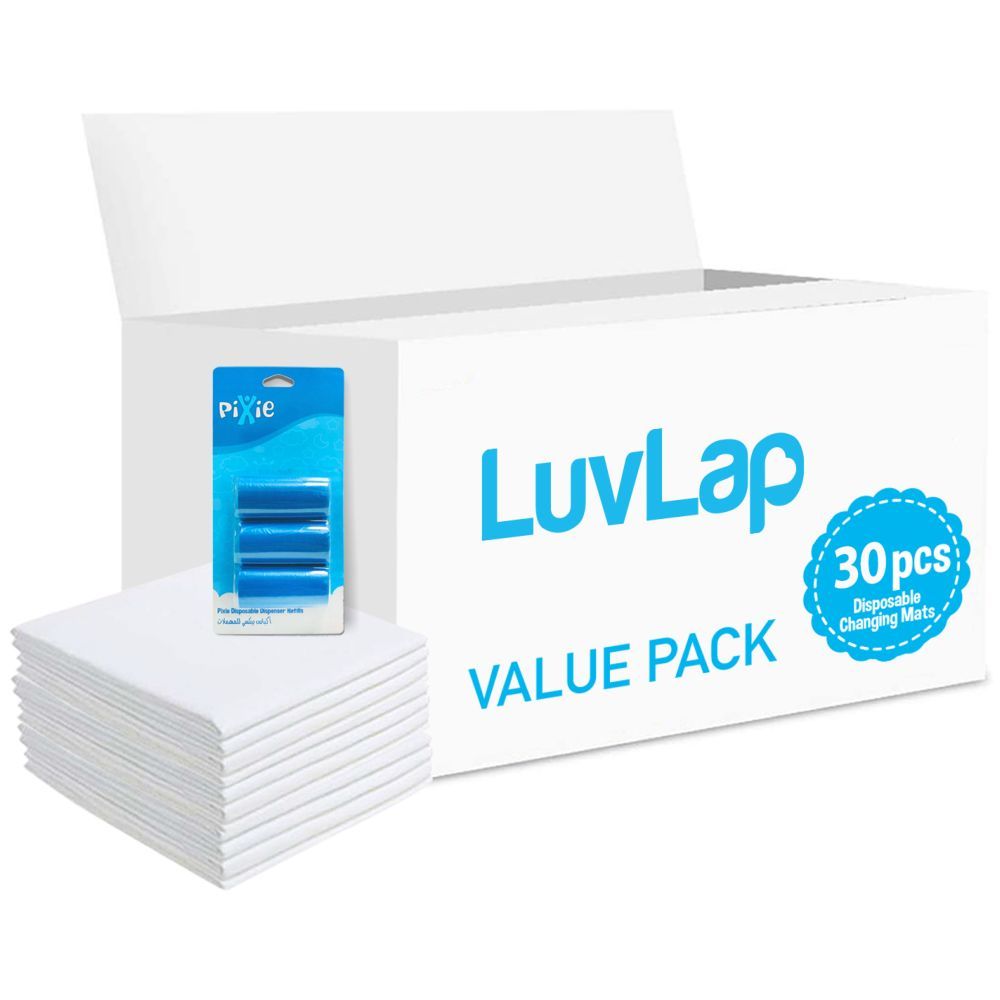 Luvlap - Changing Mats 30 + Pack Of 1 Refill Blue 60 Nappy Bags