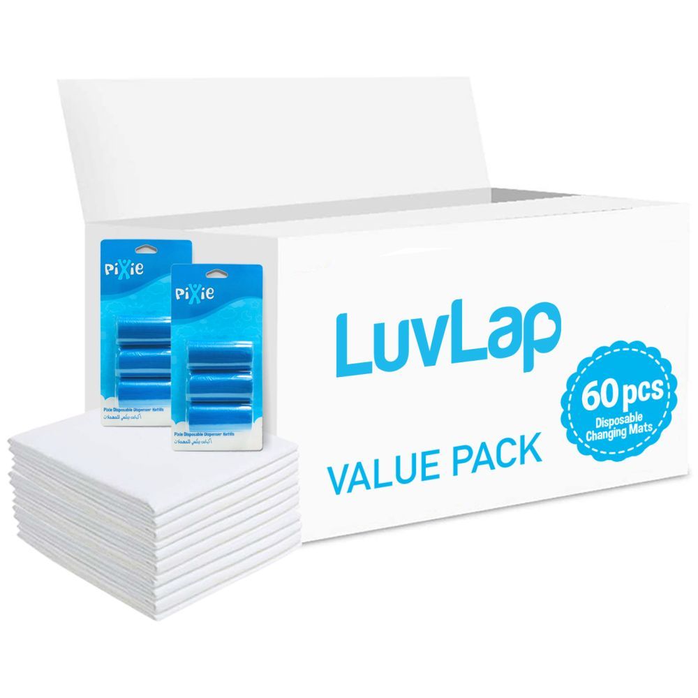 Luvlap - Changing Mats 60 + Pack Of 2 Refill Blue 120 Nappy Bags