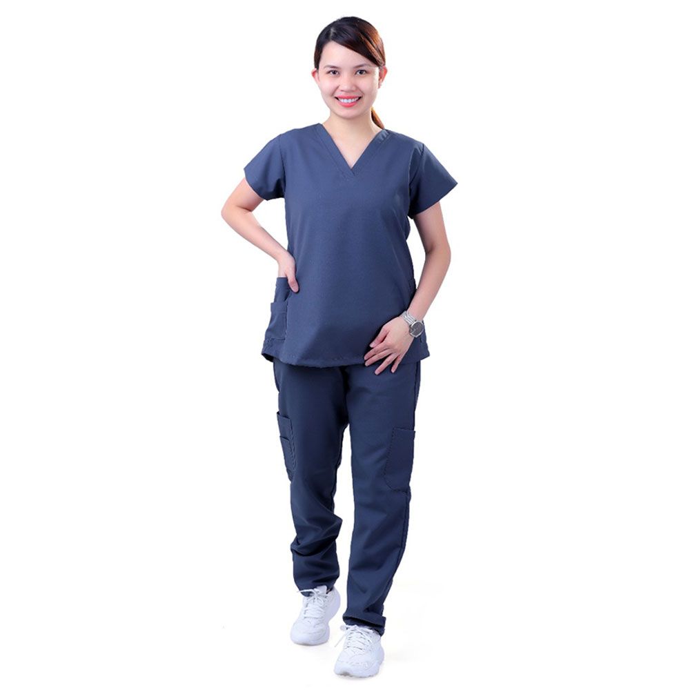 Veronica - Basic Scrub Suit/Medical Set For Ladies Dark Grey