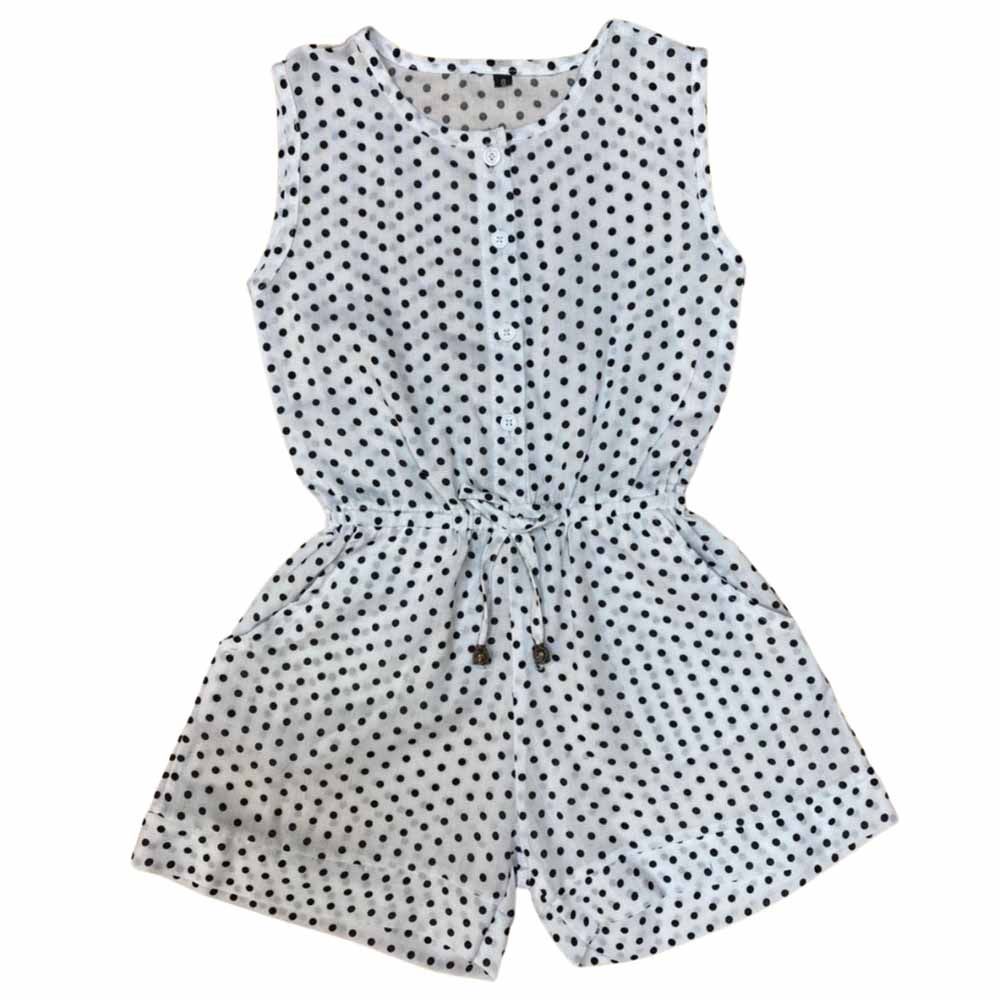 Veronica - Sleeveless Polka Dot Jumpsuit - White