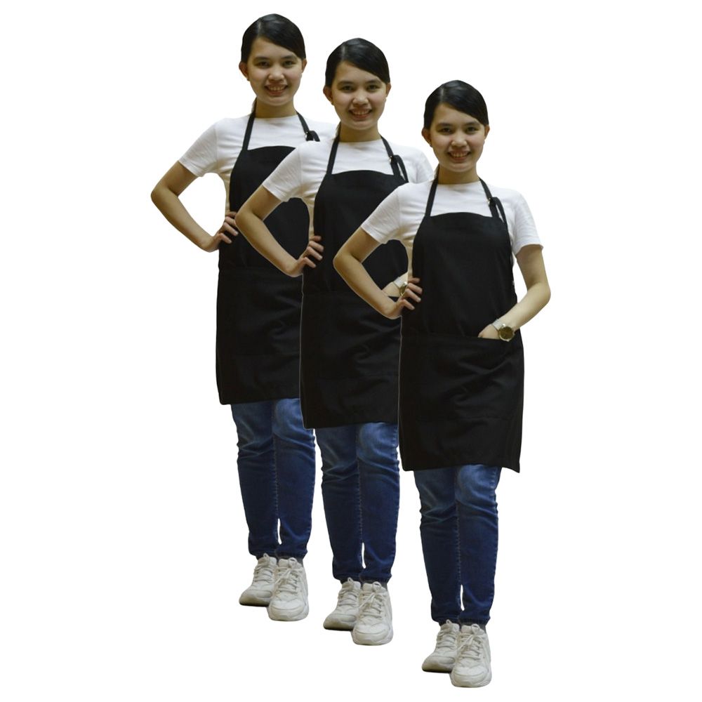 Veronica - Polycotton Apron Pack Of 3 - Black