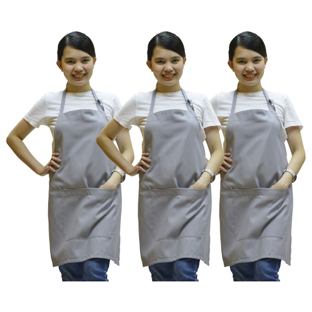 Veronica - Polycotton Apron Pack Of 3 - Light Grey