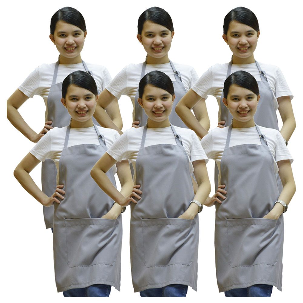 Veronica - Polycotton Apron Pack Of 6 - Light Grey