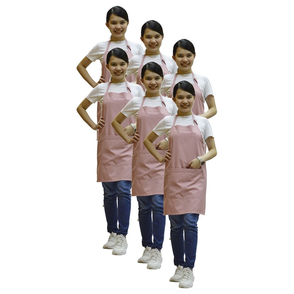 Veronica - Polycotton Apron Pack Of 6 - Pink