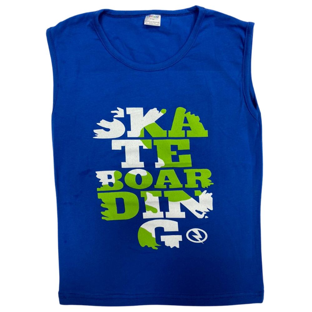 Vincent - Skateboarding Printed Tank Top - Blue