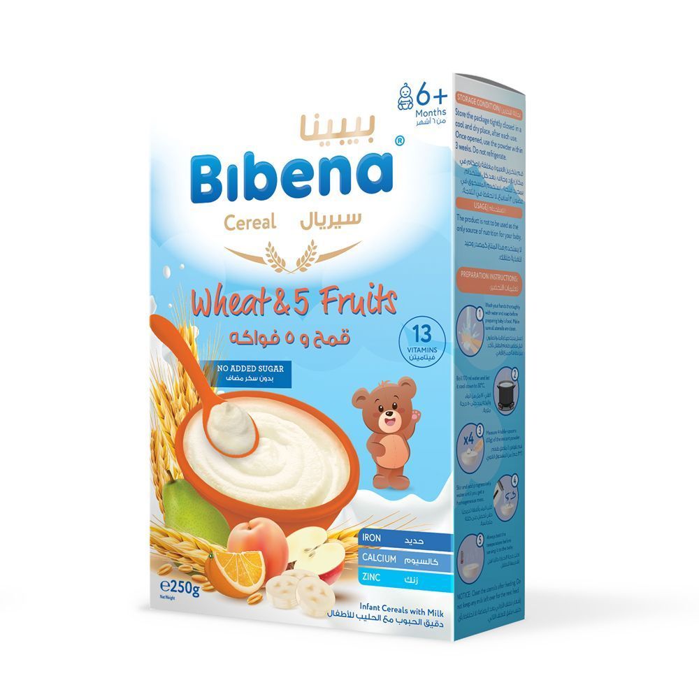  Bibena -  Baby Wheat & 5 Fruits Cereal  - 250g