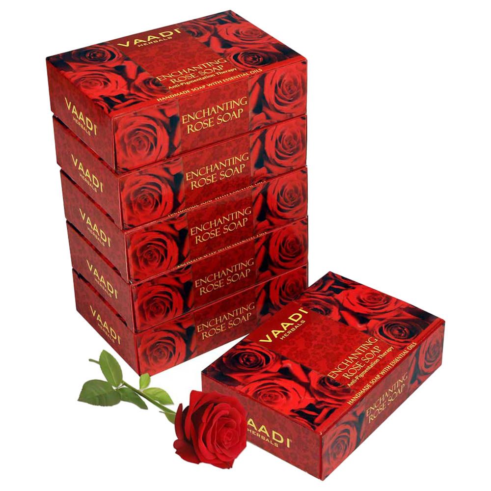 Vaadi Herbals Enchanting Rose Soap W/ Mulberry Pack Of 6