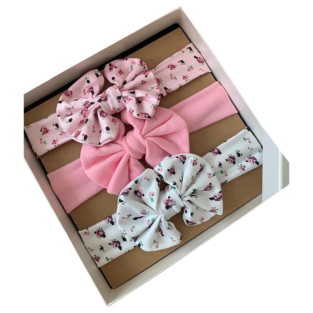 The Girl Cap - Headband Gift 3pc-Set - Pink & White Bow