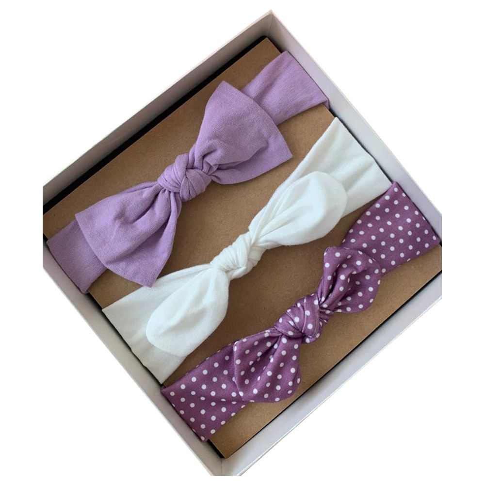 The Girl Cap - Headband Gift 3pc-Set - Purple & White