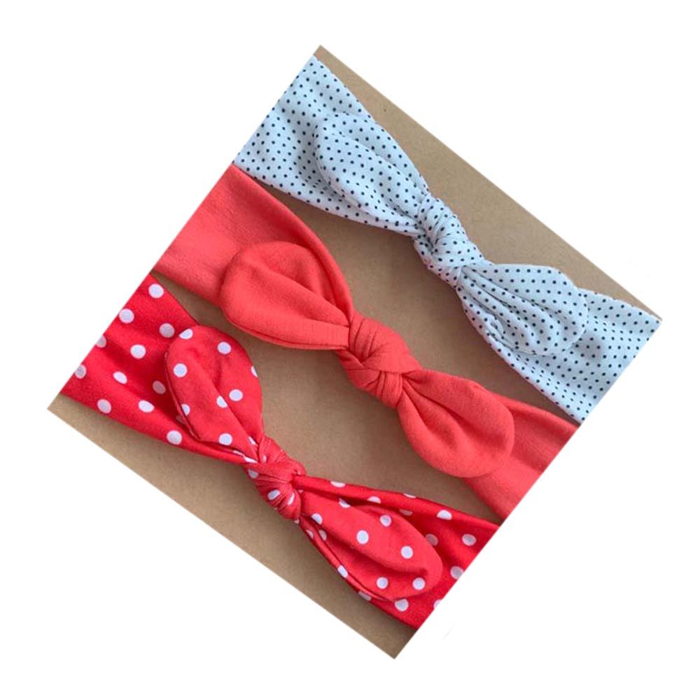 The Girl Cap - 3pc-Set - Baby Headband - Dotted Red & White